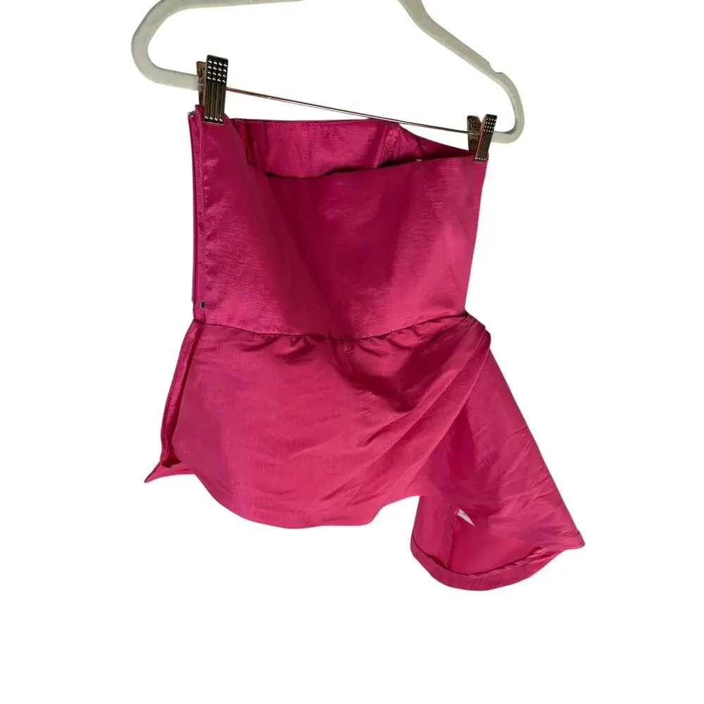 NBD Jancis Peplum Top Strapless Draped Taffeta Party Cocktail NYE Evening M